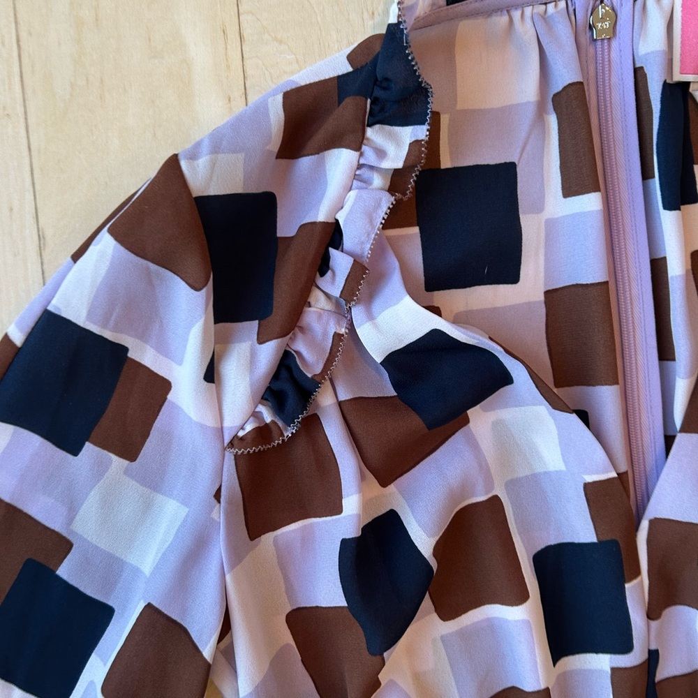 KATE SPADE NEW YORK Women’s Mini Dress Geo Squares Purple/Brown/Navy Size 2 - Picture 8 of 16